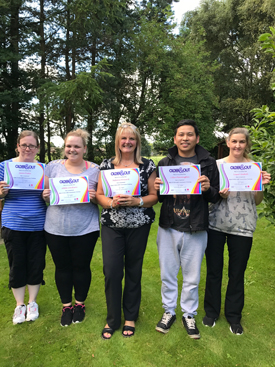 L-R: Stocks Hall Staff Gwen Foster, Adele Sandison, Melanie Howard, Colin Pennington, Susan Gaskell. 